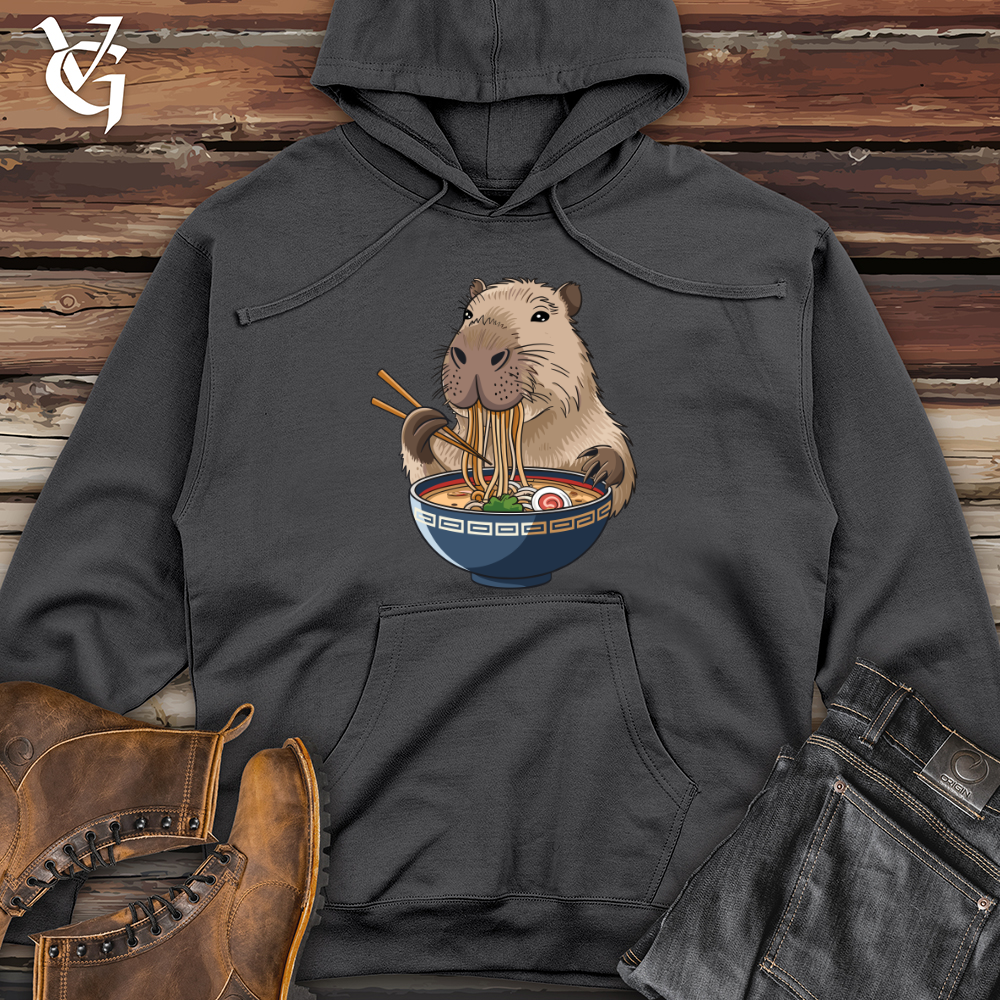 Capybara Eating Noodles Midweight Hooded Sweatshirt