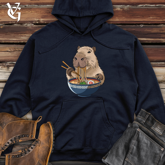 Capybara Eating Noodles Midweight Hooded Sweatshirt