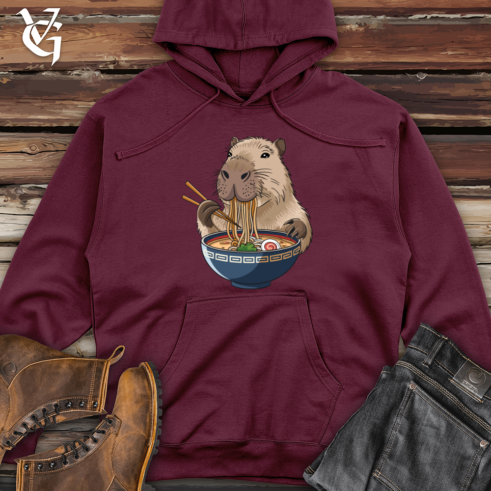 Capybara Eating Noodles Midweight Hooded Sweatshirt