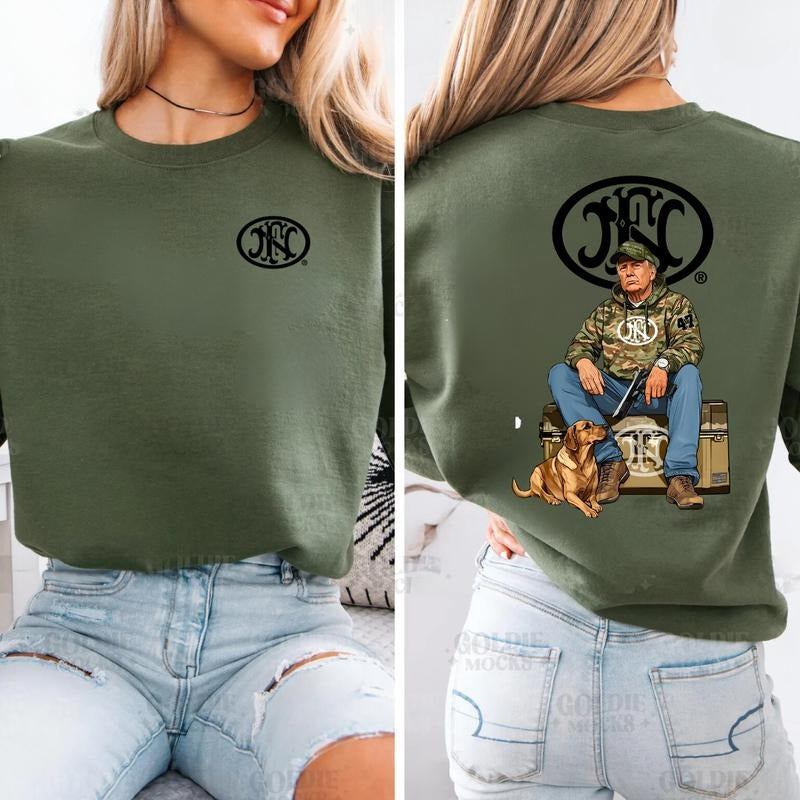 FN America Trump Hunting Shirt, Top Menswear, Gun Lover, Tactical Gear Shirt Hoodie, Sweatshirt | UrbanDripWear.com