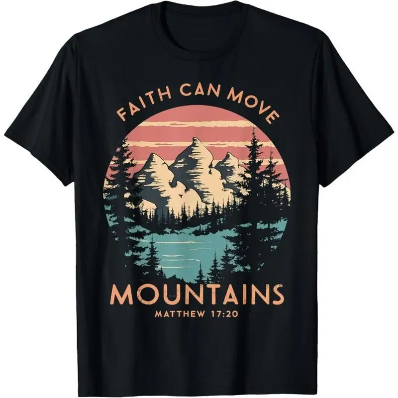 Faith Can Move Mountains Religious Christian Camping Gift T-Shirt Made in USA Hoodie, Sweatshirt | UrbanDripWear.com