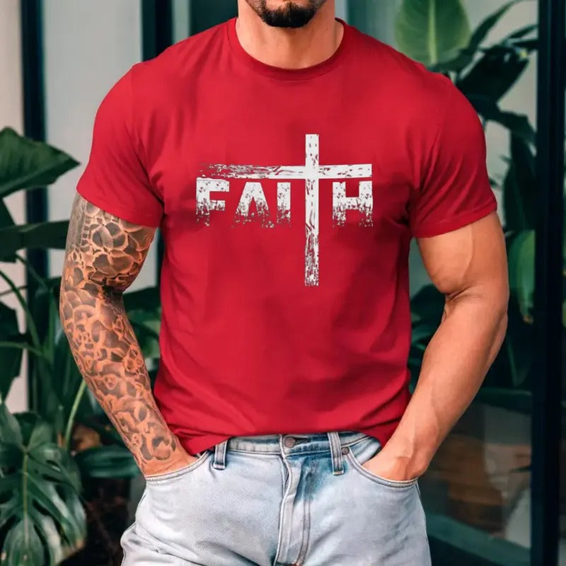 Faith Christian Tee Pure Cotton Fabric Casual Streetstyle Crew Neck Short Sleeve T-Shirt Trendy Tops for Unisex Classic...