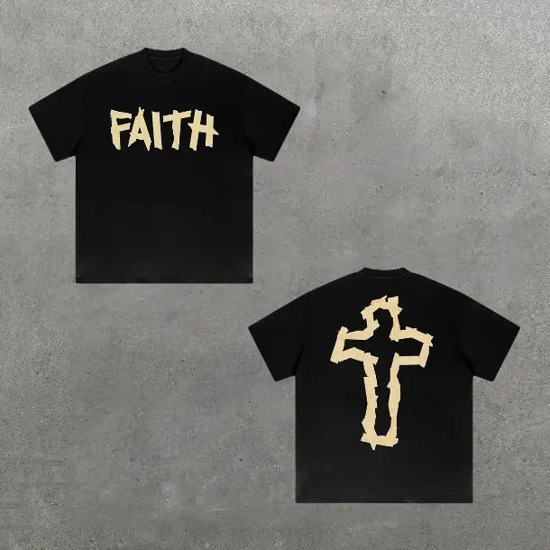 Faith Cross Graphics Cotton T-Shirt, Y2k Shirt, Hip Hop, Unisex T-Shirt, Gift For Men Women Womenswear Menswear Top Streetwear