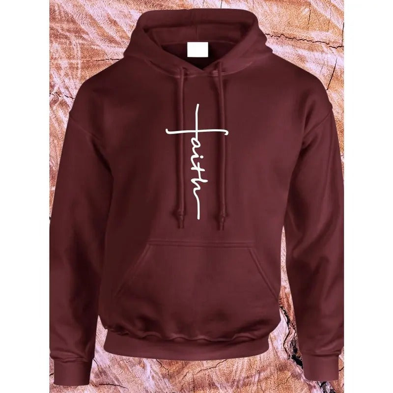 Faith Hoodie Jesus Christian Vertical Cross Christianity Faith Religion Church Religious Faith Adults Youth Jumper...