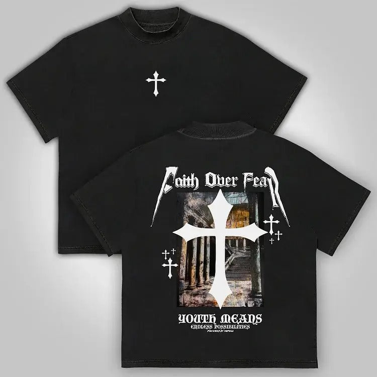 Faith Over Fear Oil Painting Print Cotton T-Shirt graphic  tee mens  clothing Hoodie, Sweatshirt | UrbanDripWear.com