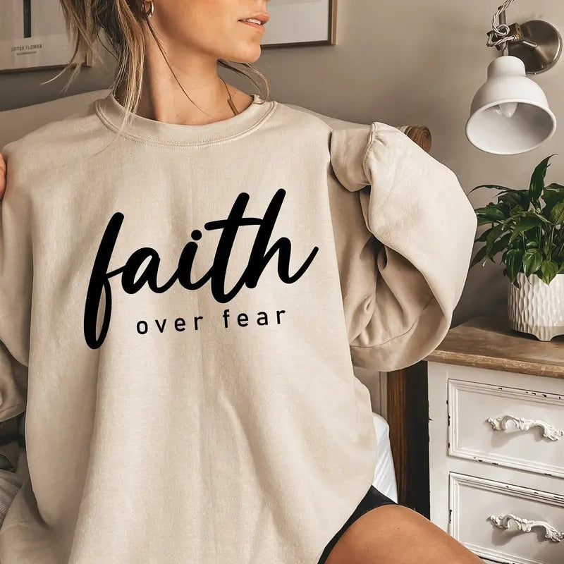 Faith Over Fear Shirt Christian Shirt Faith Shirt Cute Religious Shirt Trendy Women Christian Shirt Gift For Christian...