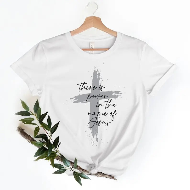 Faith Shirt,There is Power in The Name of Jesus Shirt, Faith Cross Shirt, Christian Gift, Faith Cross, Vertical Cross,...