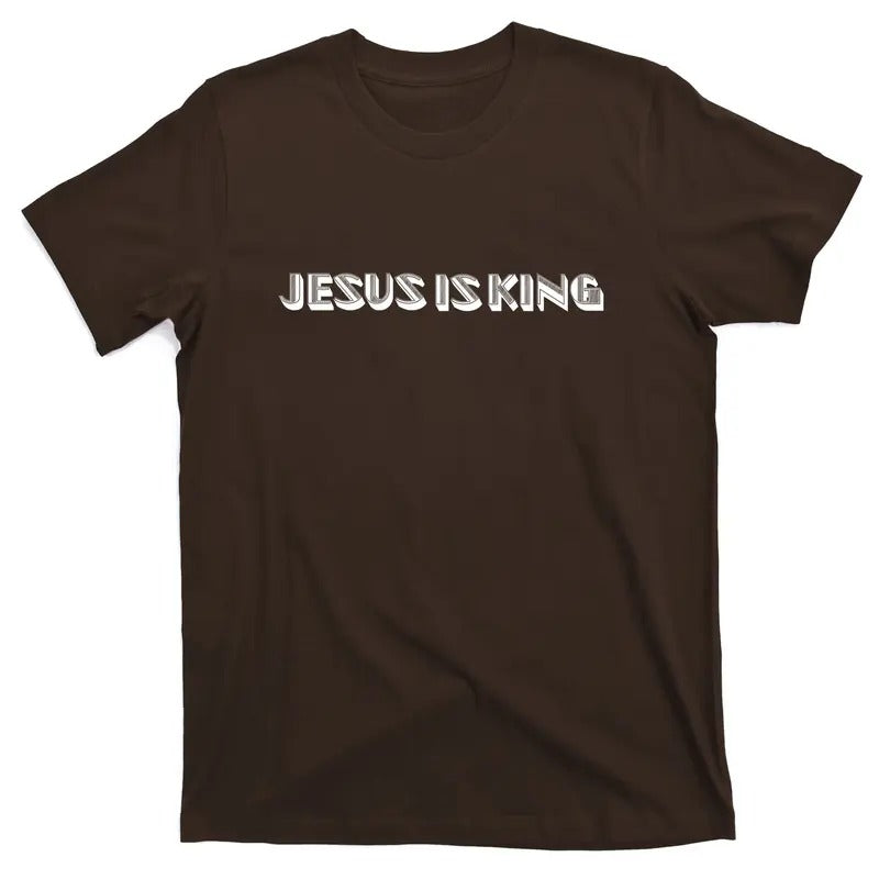 Faithful Men's Minimalist T-Shirt with Embossed Jesus Is King Christian Catholic Design Hoodie, Sweatshirt
