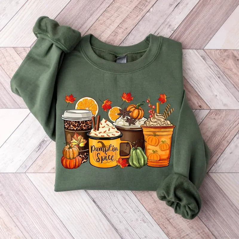 Fall Coffee Sweatshirt, Autumn Fall Thanksgiving Sweater, Pumpkin Season, Pumpkin Spice Shirt, Turkey Shirt, Coffee Fall...
