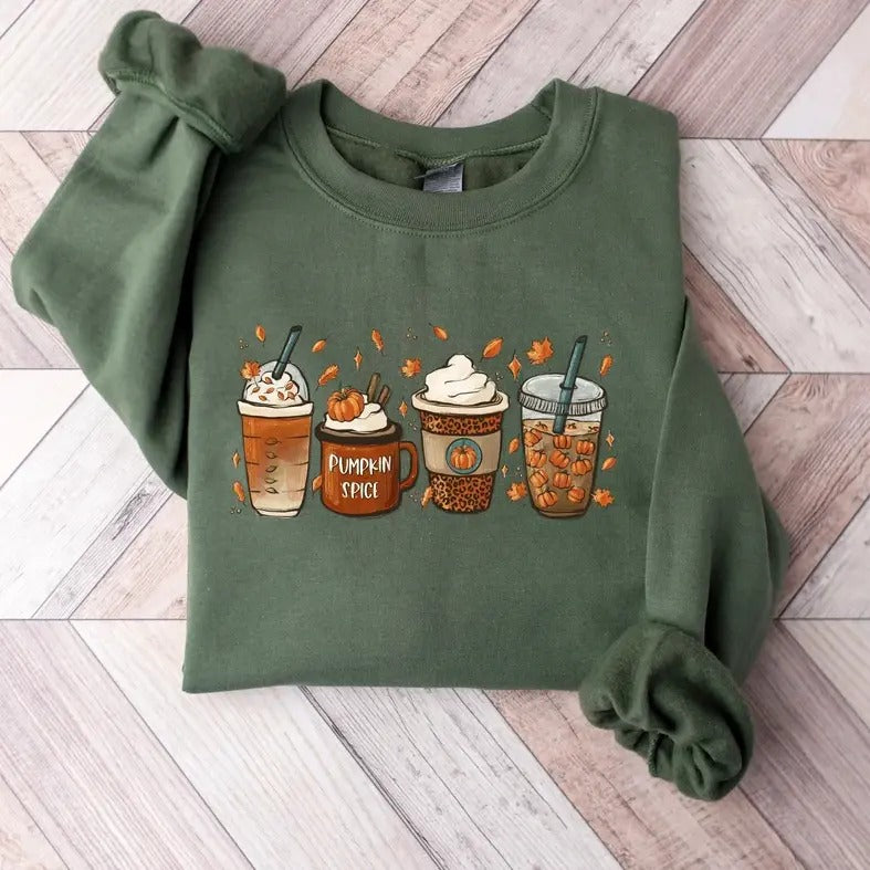 Fall Coffee Sweatshirt, Fall Sweater, Pumpkin Spice Sweatshirt, Cute Fall Sweater, Coffee Sweatshirt, Tee Print Hoodie