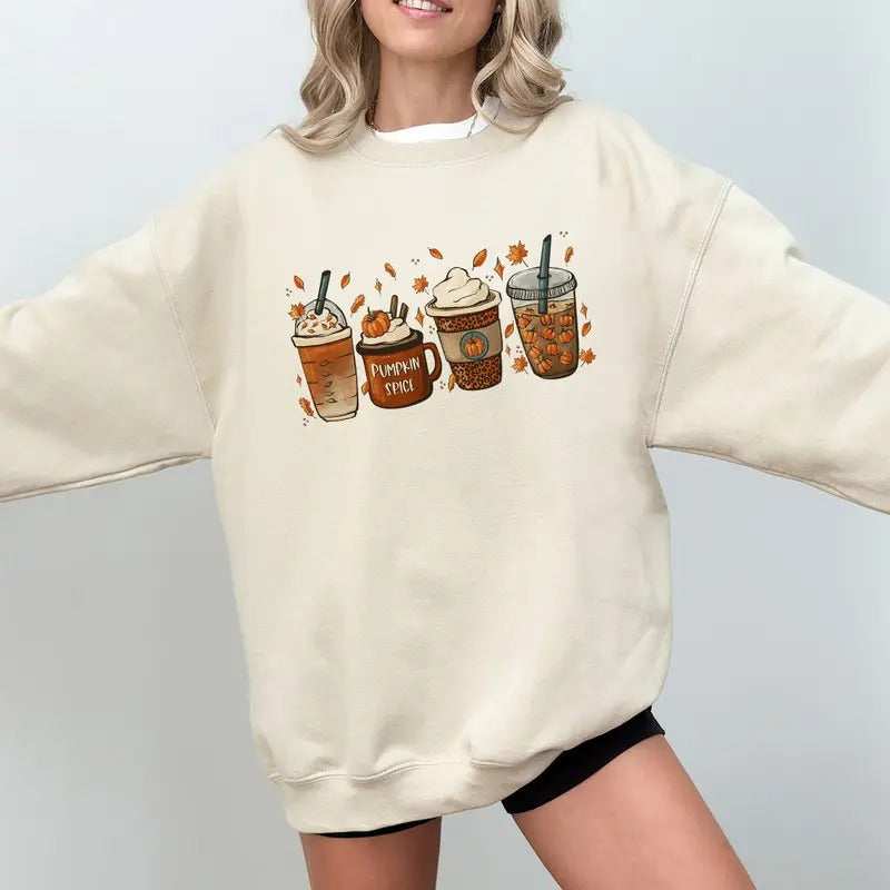 Fall Coffee Sweatshirt, Fall Sweater, Pumpkin Spice Sweatshirt, Cute Fall Sweater, Womens Fall Sweater, Coffee...
