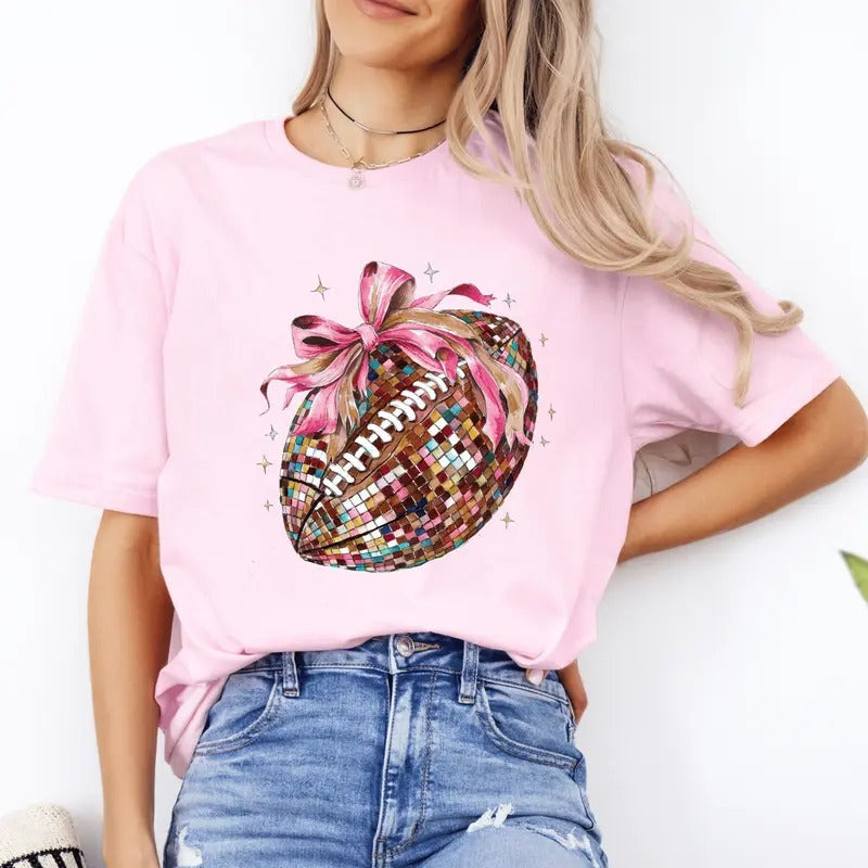Fall Coquette Bow and Football Shirt. Fall Softstyle Unisex T-Shirt. Cute Graphic Tee Hoodie, Sweatshirt | UrbanDripWear.com