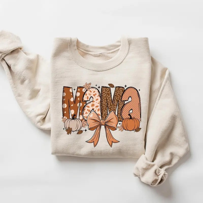 Fall Mama Sweatshirt, Coquette Mama Fall Sweatshirt, Fall Mama Coquette Pumpkin Shirt, Fall Vibes Sweater, Autumn...