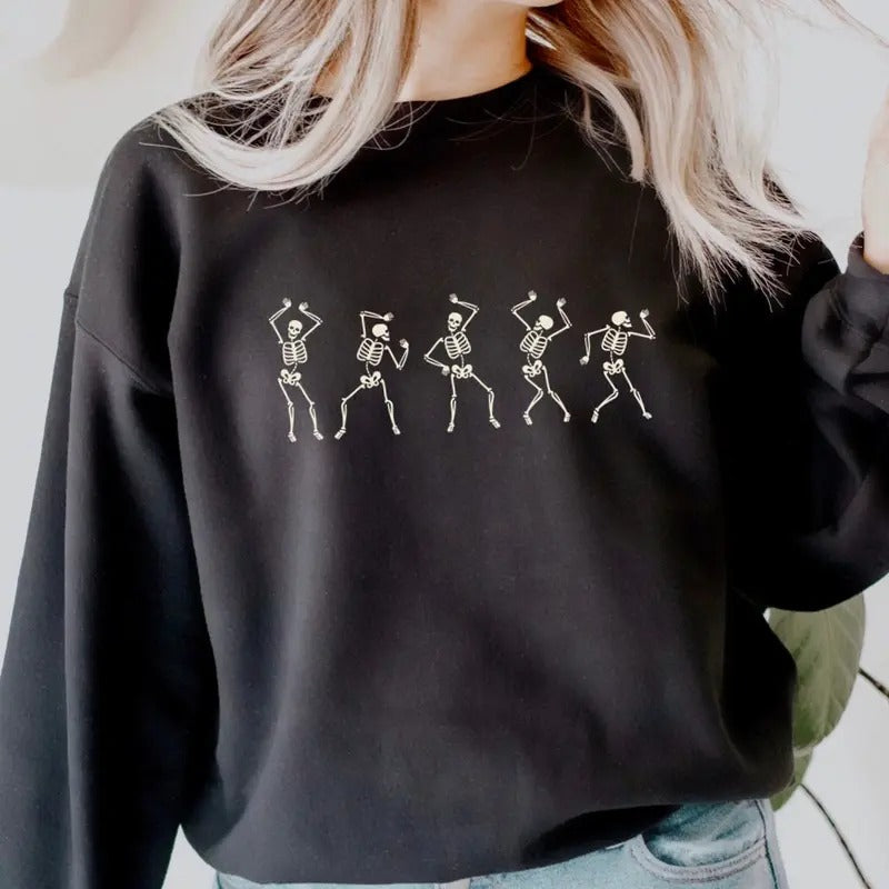 Fall Shirt Dancing Skeleton Shirt Happy Halloween T-shirt Halloween Tee Sweatshirt Halloween Costume Shirt Womens...