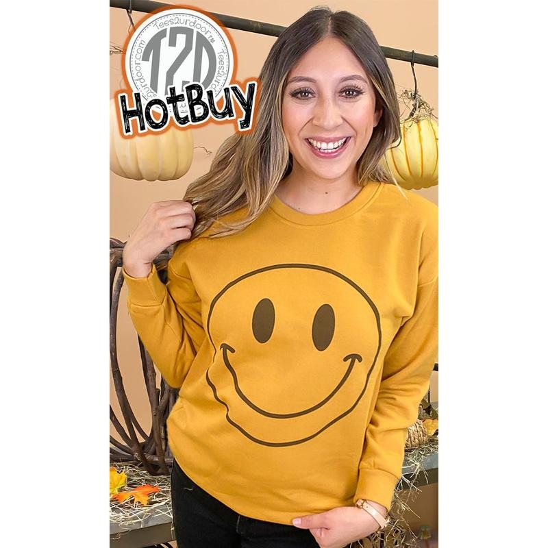 Fall Smiley #GraphicSweatshirt - #Trending #FallMood Cozy T-Shirts, Hoodie, Sweatshirt | UrbanDripWear.com
