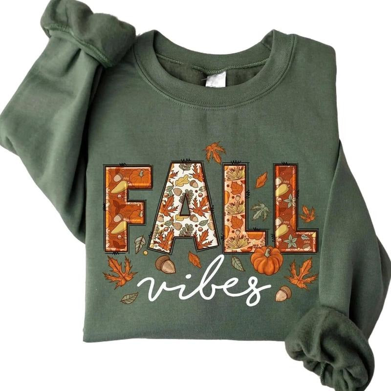 Fall Vibes Sweatshirt, Pumpkin Season Sweater, Thanksgiving Tshirt, Halloween Shirt, Fall Apparel, Autumn Thanksgiving...