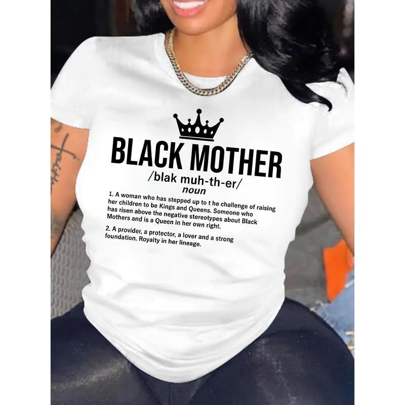Empowering "Black Mother" T-Shirt for Women - 100% Polyester, Machine Washable, Soft and Breathable for Casual Wear