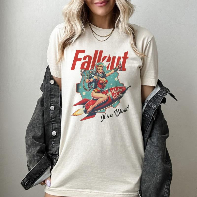 Fallout Nuka Cola Tee, Retro Gaming Appeal, Gaming Streetwear, Perfect Gift for Fans, Unisex Heavy Comfort Color Cotton...