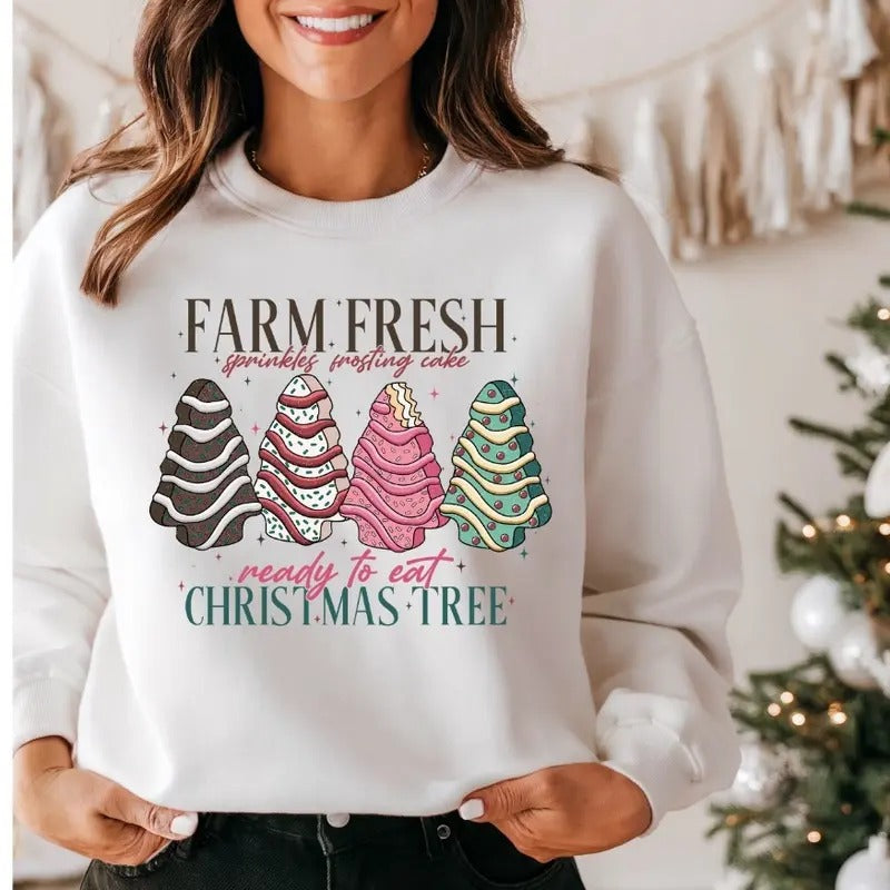 Farm Fresh Cakes Glitter Fleece Crewneck Sweatshirt T-Shirts, Hoodie | UrbanDripWear.com