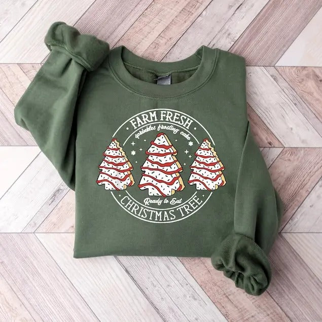 Farm Fresh Christmas Tree Shirt, Christmas Tree Cake Shirt, Christmas Cake Hoodie xmas sweater Sweatshirt | UrbanDripWear.com