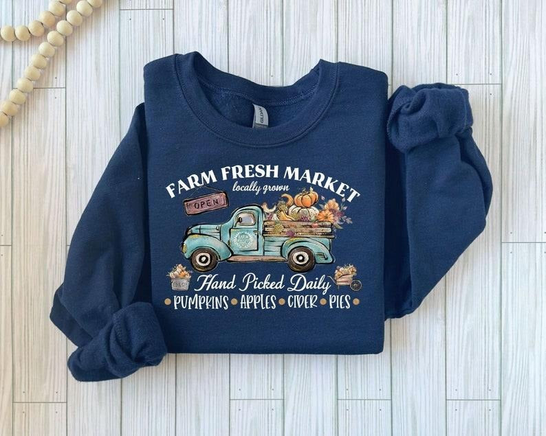 Farm Fresh Market Sweatshirt For Halloween | Fresh Pumpkin Sweater, Cute Pumpkin Outfit, Halloween Apparel pumpkin...