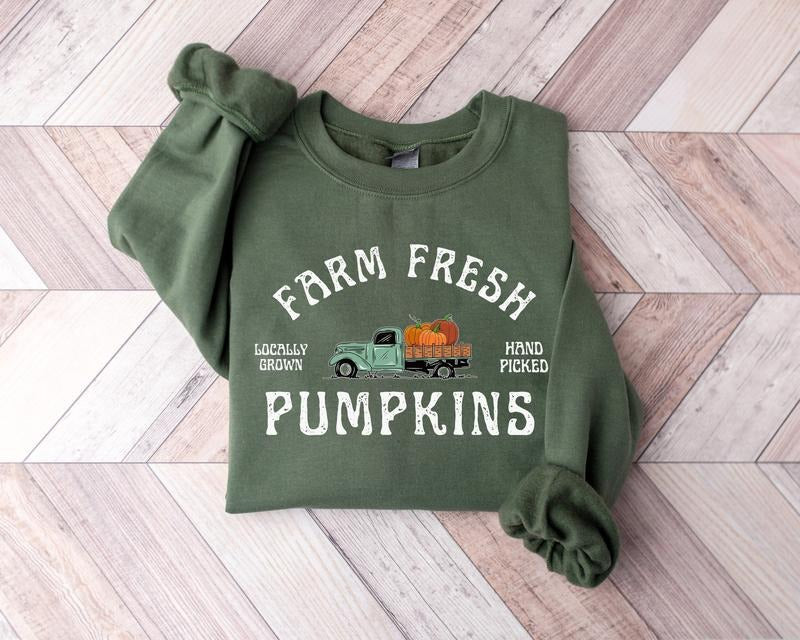 Farm Fresh Pumpkin Sweatshirt, Pumpkin Fall Sweatshirt, Fall Sweater, Pumpkin Patch Shirt, Autumn Tee, Fall Thanksgiving...