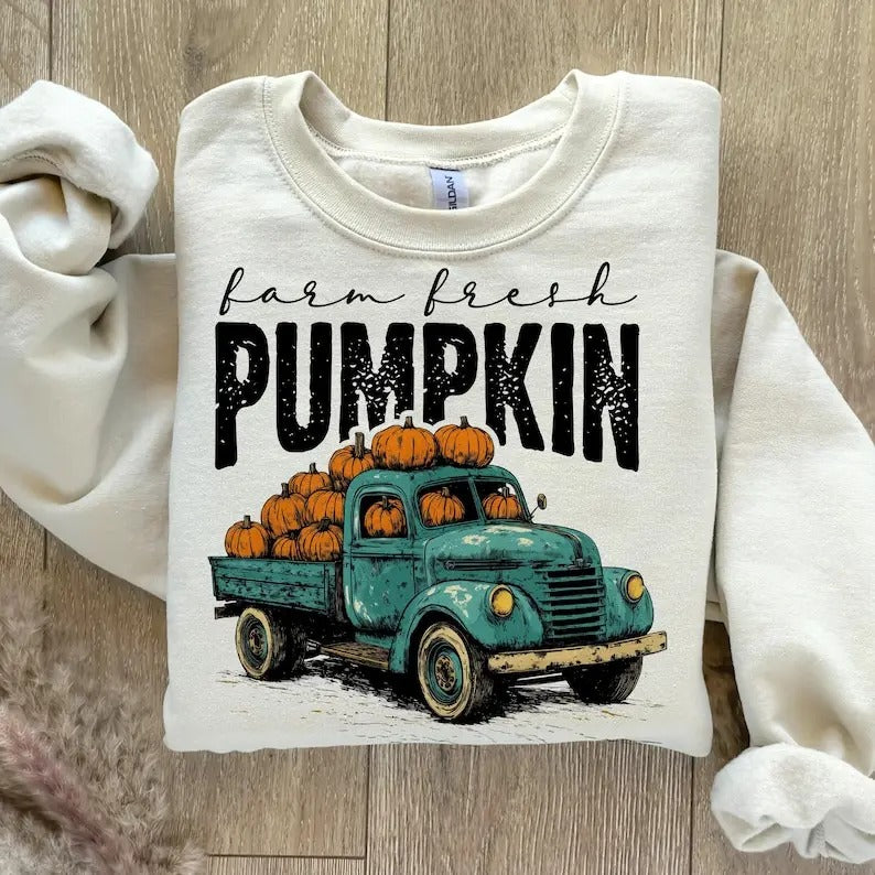 Farm fresh pumpkins Sweater, Retro fall Shirt Cotton Menswear pumpkin crewneck Hoodie, Sweatshirt | UrbanDripWear.com