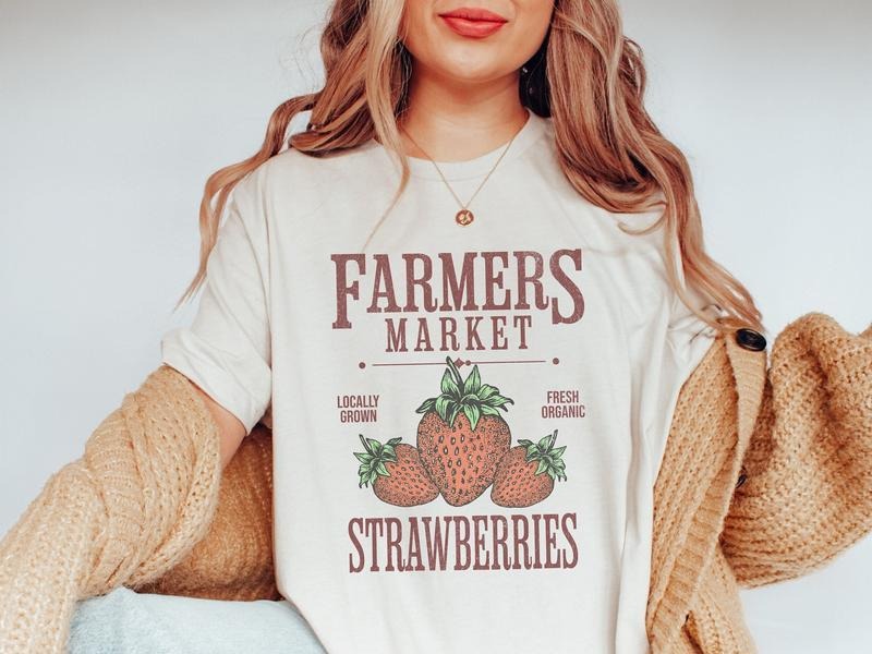 Farmers Market Strawberry T Shirt, Strawberry Lover Gift Casual Colorful Summer Top Hoodie, Sweatshirt | UrbanDripWear.com