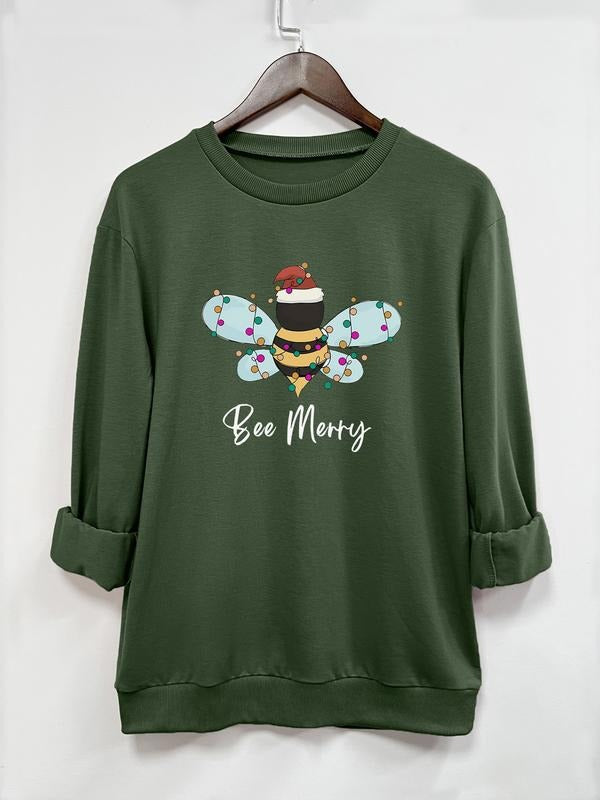 Fashion Casual Bee Letter Print Long Sleeve Crew Neck Pullover Sweatshirt, Available in 6 Colors, Perfect for Fall and...