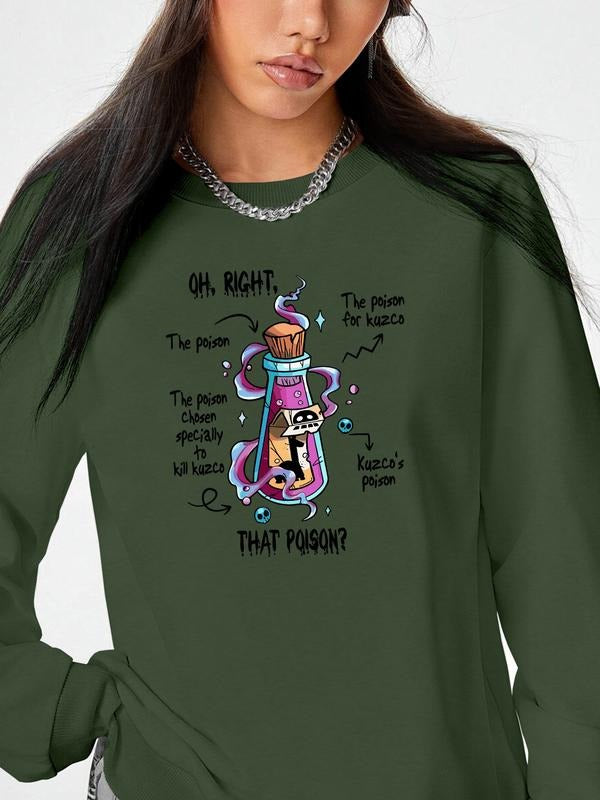 Fashion Casual Letter Cartoon Print Long Sleeve Round Neck Pullover Sweatshirt, Available in 9 Colors, Perfect for Fall &...