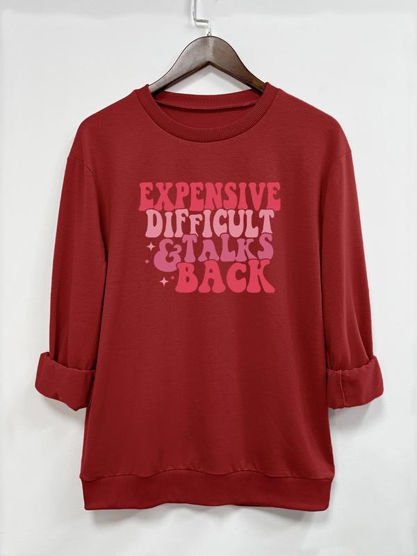 Fashion Casual Letter Print Long Sleeve Crew Neck Pullover Sweatshirt, Choose From 9 Colors for Fall & Winter, Stylish...