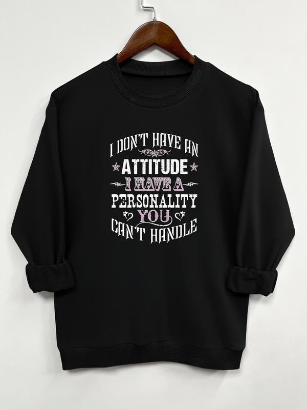 Fashion Casual Letter Print Long Sleeve Round Neck Pullover Sweatshirt, Available in 5 Colors, Perfect for Fall & Winter...