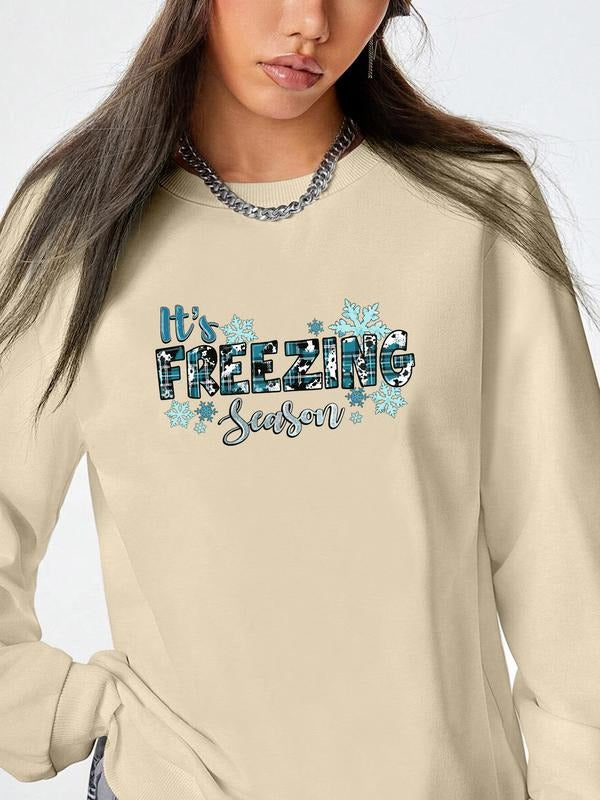 Fashion Casual Letter Print Long Sleeve Round Neck Women's Pullover Sweatshirt, 7 Colors Available, Fall & Winter Wear...