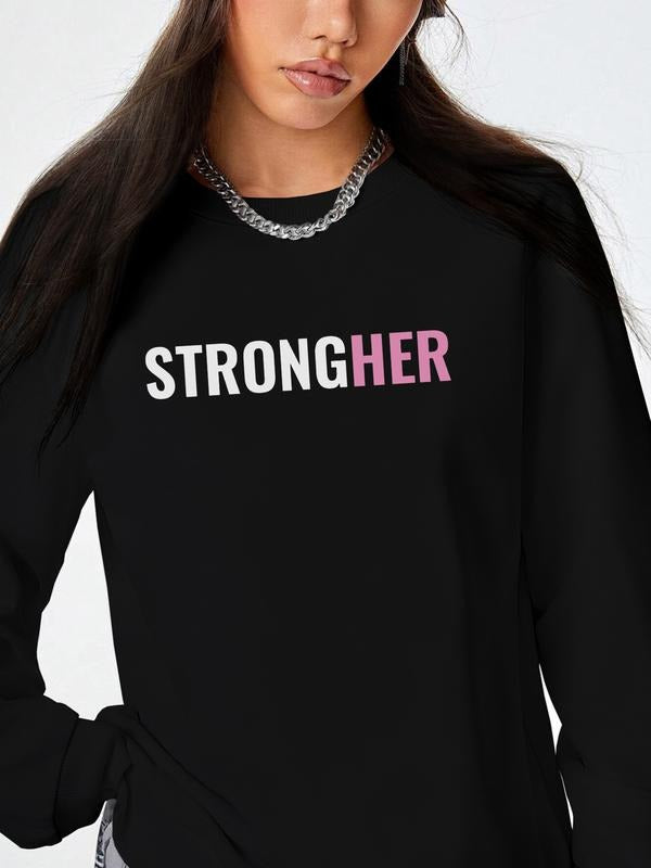 Fashion Casual Letter Print Long Sleeve Round Neck Women's Pullover Sweatshirt, 8 Colors Available, Fall & Winter Fitted...