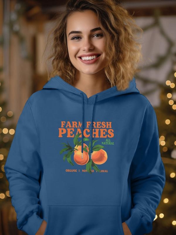 Fashion Casual Orange Letter Print Long Sleeve Hoodie Sweatshirt with Pocket, Available in 7 Colors, Fall & Winter Wear...