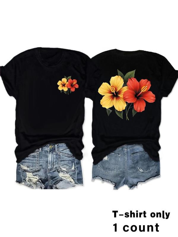 Fashion Retro Style Women's Summer Casual Fitted Short Sleeve T-Shirt, Round Neck Printed Tee in Sizes S-Xxl, Stylish...