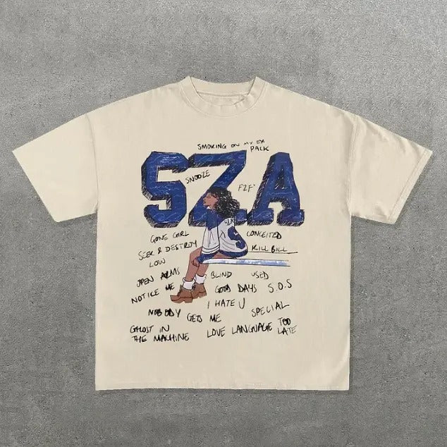 Fashion SZA Print Short Sleeve T-Shirt, Vintage SZA Graphic Tee, Music Rap Tee, Hip Hop, R&B, Y2k, Unisex T-Shirt, Gift...