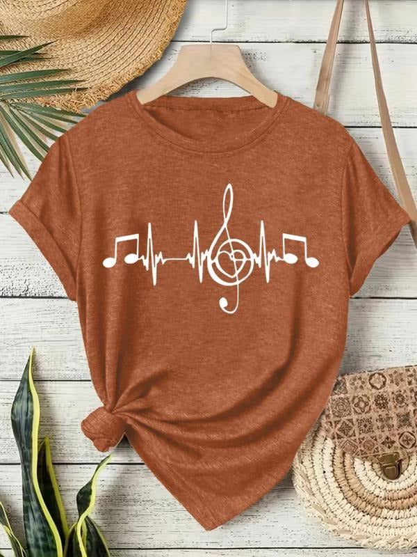 Fashionable Women's Summer Casual Sporty Style Round Neck Short Sleeve T-Shirt S-XXL, Letter Pattern Knitwear, Fitted...