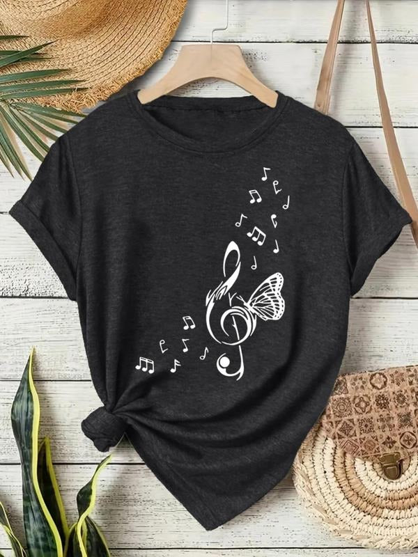 Fashionable Women's Summer Casual Sporty Style Round Neck Short Sleeve T-Shirt S-XXL, Letter Pattern Knitwear, Fitted...