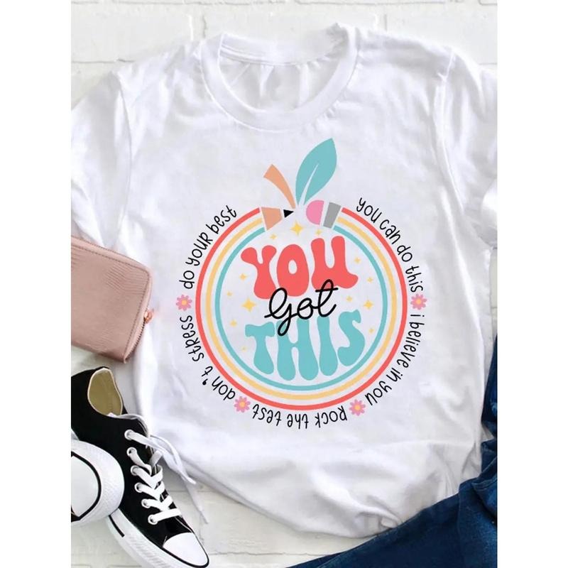 Fashionable printed Women's T-shirt - comfortable and relaxed, round neck, suitable for all seasons, elegant casual top,...