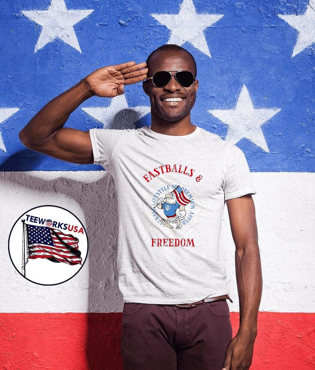 Fastballs & Freedom Eagle Lifestyle Premium Apparel Baseball T-Shirt