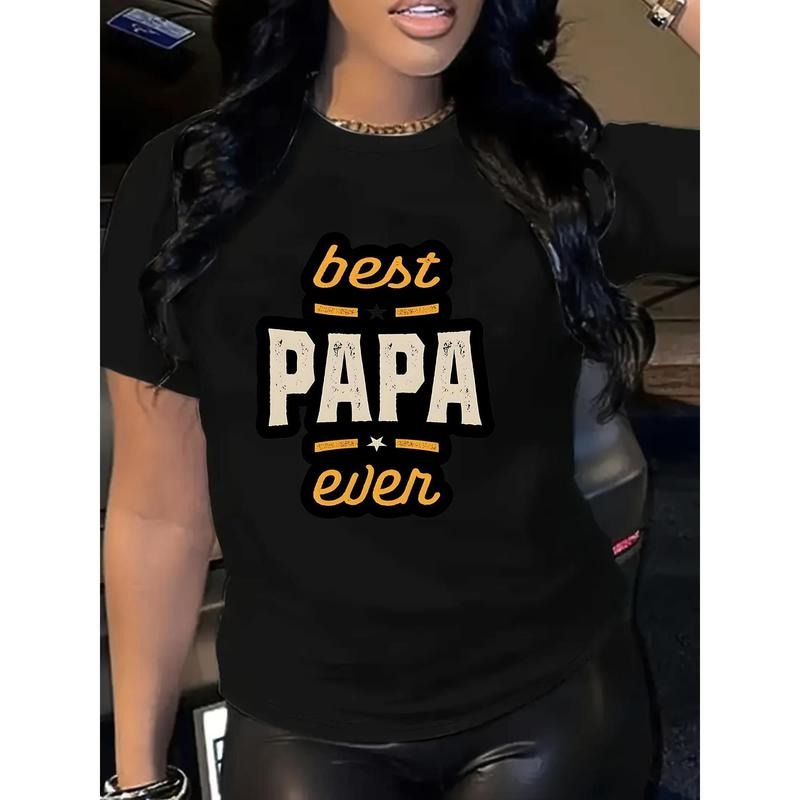 [Father'S Day] Wemen'S 'Dad' Graphic T-Shirt, Casual Crew Neck Top, 100% Knit Fabric, Short-Sleeved Regular Length Tee...