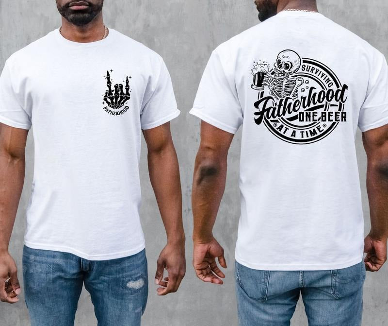 Fatherhood surviving one beer at a time shirt, Fatherhood shirt Cotton Menswear Hoodie, Sweatshirt | UrbanDripWear.com
