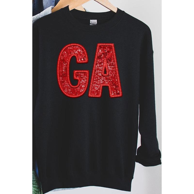 Faux Sequin GA Transfer Unisex NuBlend Crew Sweatshirt T-Shirts, Hoodie | UrbanDripWear.com