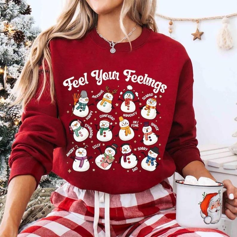 Feel your feelings t-shirt, Mental Health Christmas Feel All The Feel School Psych School Counselor mental Health...