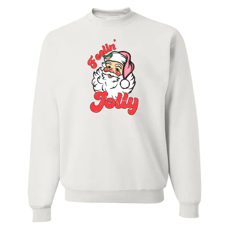 'Feelin' Jolly' Santa Sweatshirt, Christmas Cozy Sweater T-Shirts, Hoodie | UrbanDripWear.com