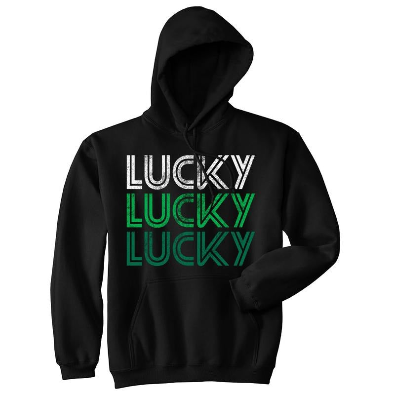 Feelin Lucky Unisex Hoodie Funny St Pattys Days Parade Four Leaf Clover Luck Joke Hooded Sweatshirt Funny Hoodies Saint...