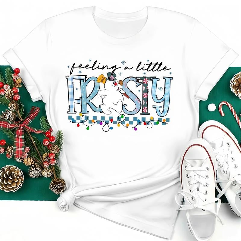 Feeling A Little Frosty T-shirt Cute Snowman Tee Christmas Gift Cute Winter Snowman Gift Idea Vintage Casual Hoodie,...