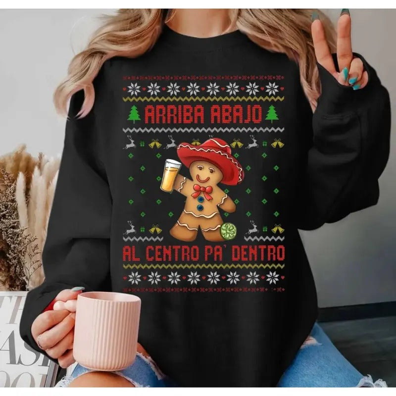 Feliz Navidad Mexican Gingerbread With Sombrero Christmas Sweatshirt, Happy New Year Shirt, Gingerbread Man, Mexican...