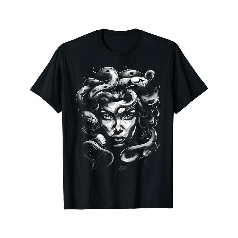 Female Snake Myth Greek Art Painting Illustration T-Shirt Made in USA Hoodie, Sweatshirt | UrbanDripWear.com
